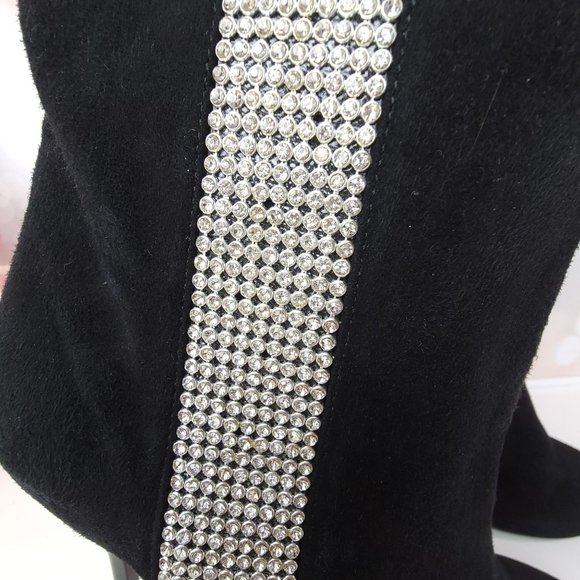Giuseppe Zanotti Dina  Crystal Embellished Boots Black Suede Size 10 US 41 EU - Picture 6 of 10